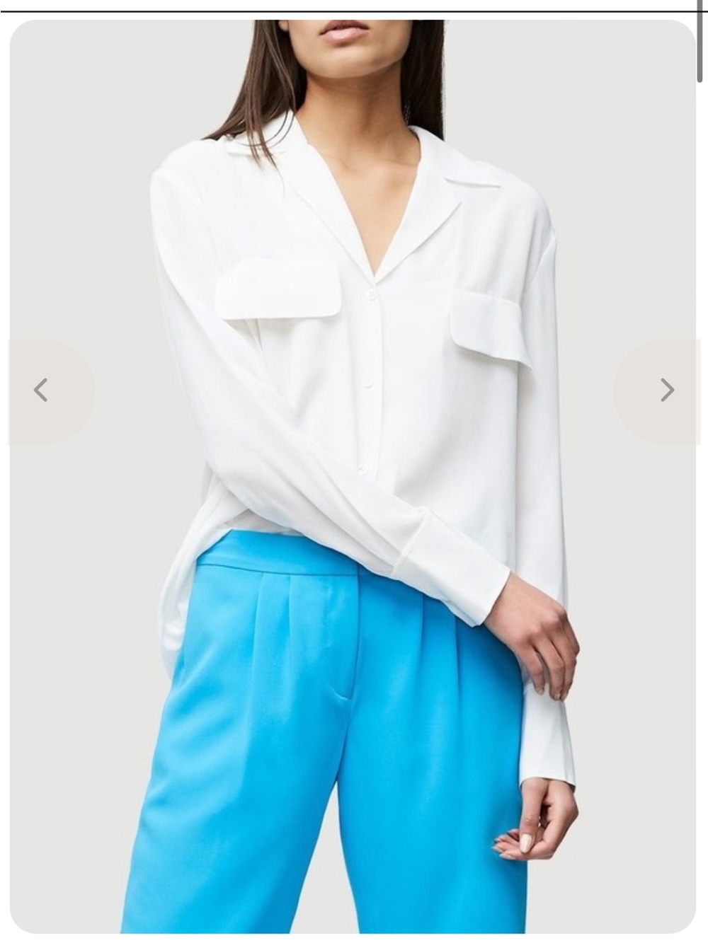 FRAME DENIM POCKET 100% SILK BLOUSE - off white size xs